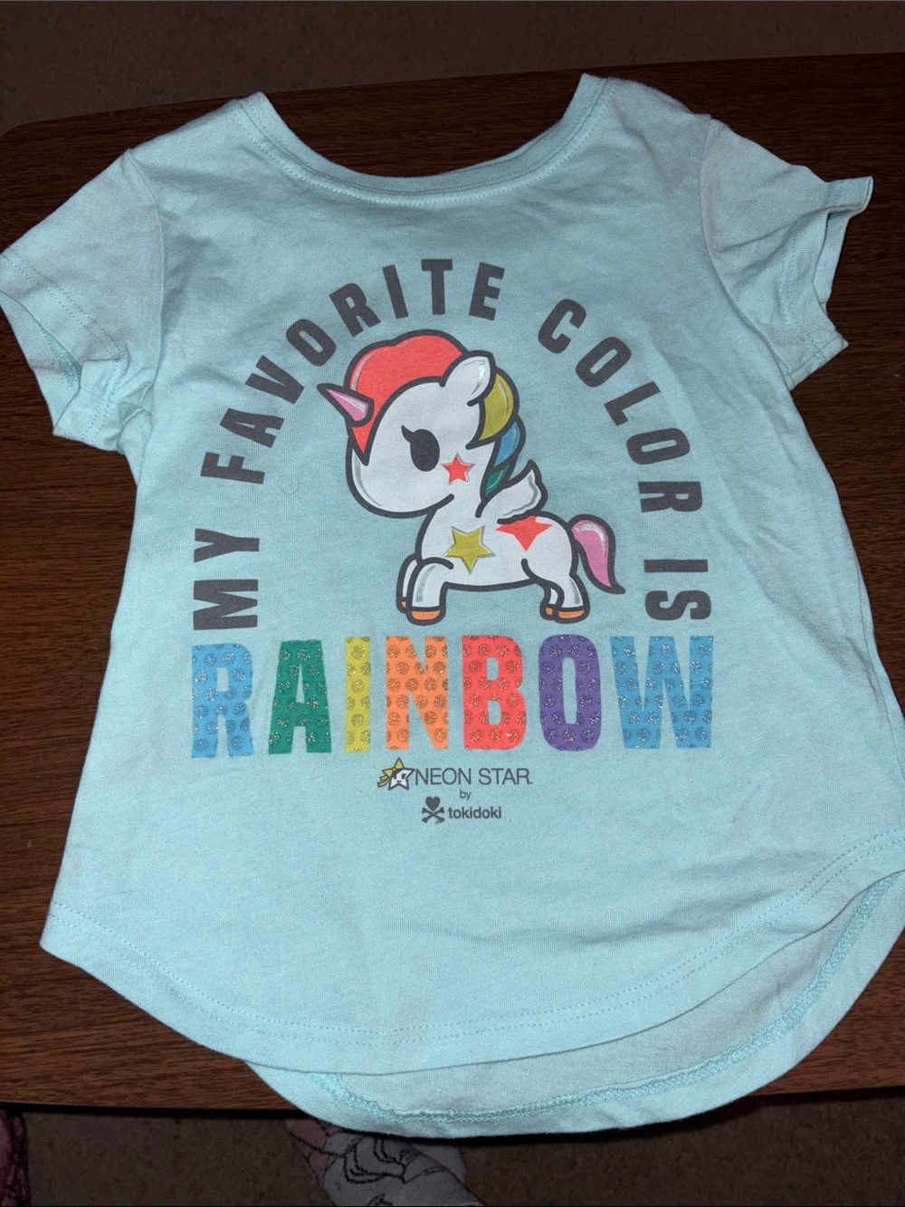 tokidoki Light Blue Rainbow Unicorn Short Sleeve Tee size XS (4-5)